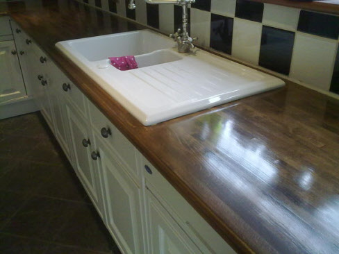 maple kitchen top stained